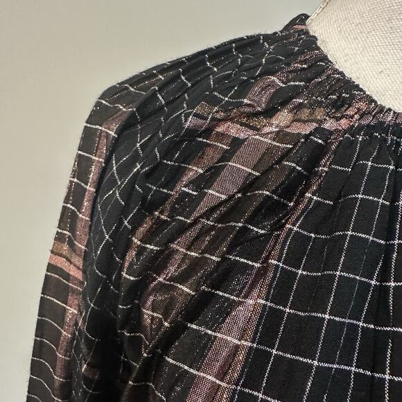 Apiece Apart Womens Plaid Isla Top Size 2 Metallic Peasant Festive Holiday - Picture 5 of 7